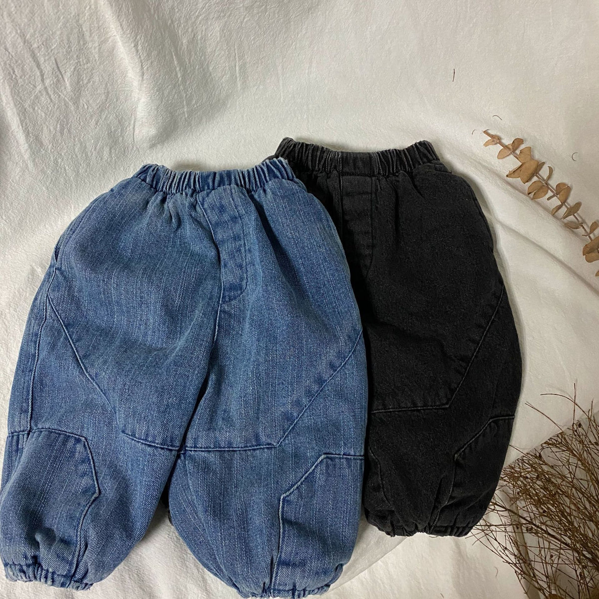 Kids Korean Style Patchwork Jeans — Boys Cotton Denim 9/10 Pants (Sizes 80-140cm)