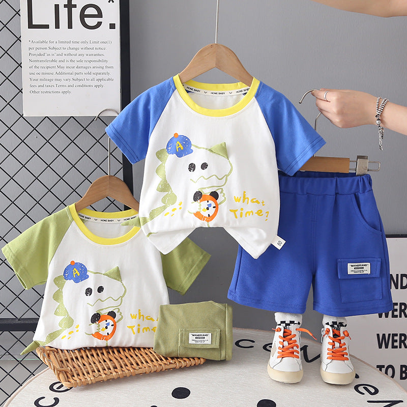 Baby Summer Baby Children's Cartoon Short Sleeve Two Piece Set