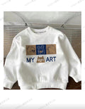 Kids New Post marble print sweatshirt in beige and dark gray