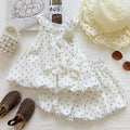 Summer Girls' Outfit Set Polka Dot Strapless Sleeveless Top and Shorts  Two-Piece Set Fashionable