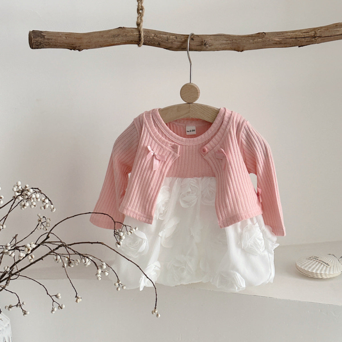 Baby Girl Floral Cardigan & Princess Skirt 2-Piece Set