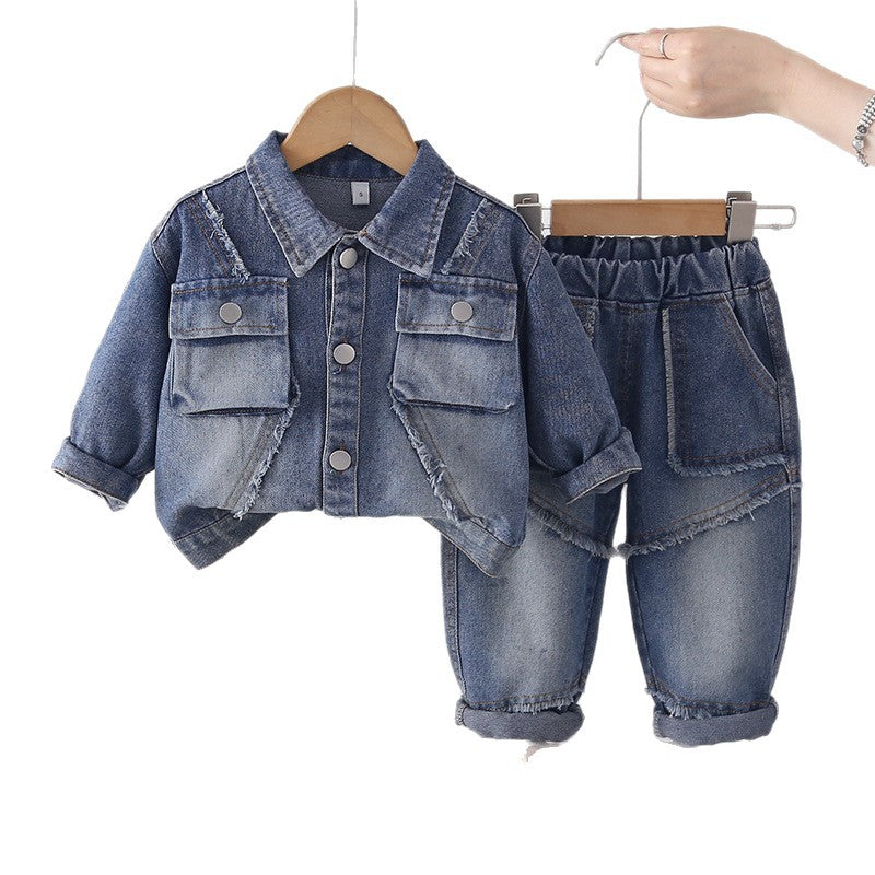 Cowboy long sleeved two-piece baby outfit