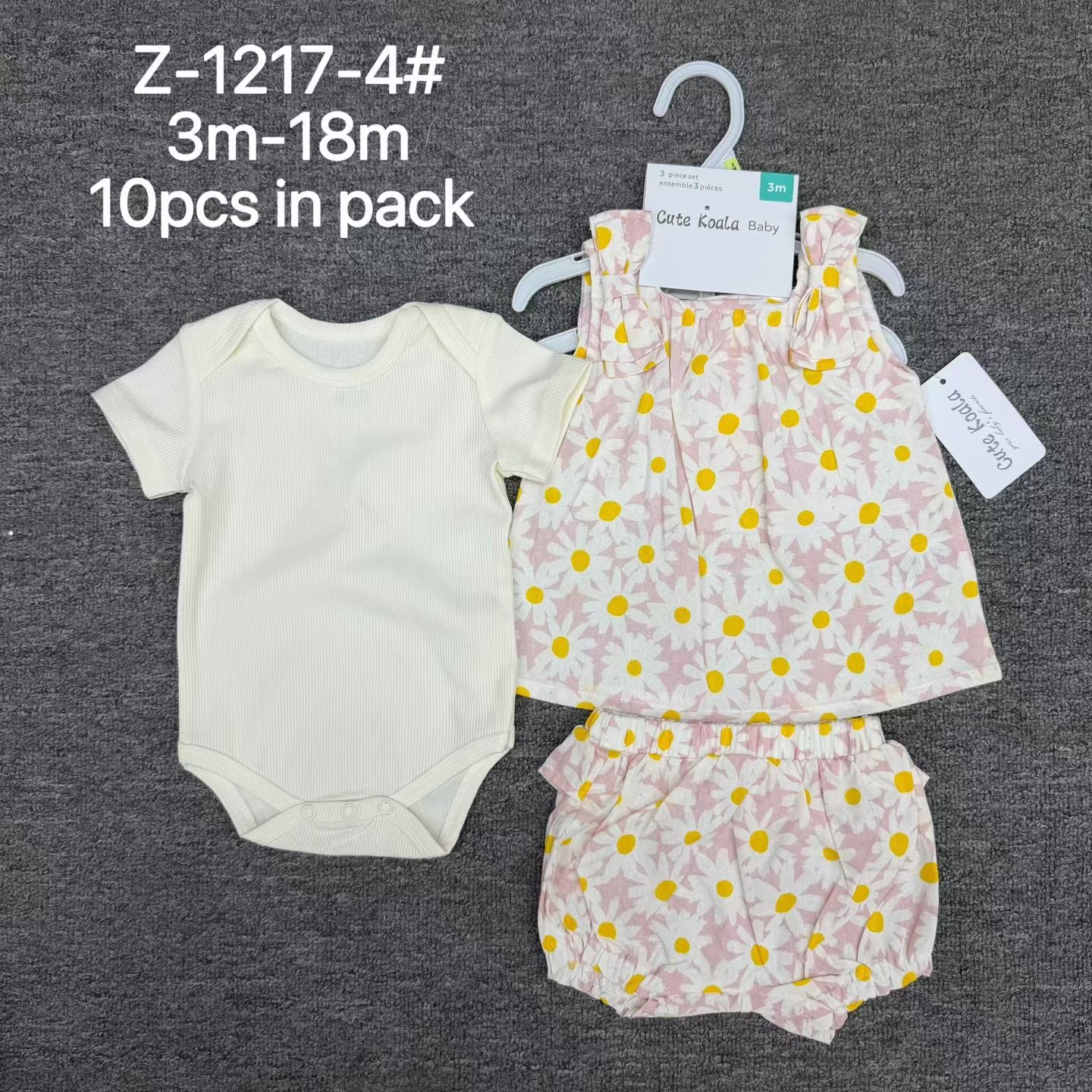 Baby Girl Floral 2-Piece Set – Wholesale | $11/Set | Style Z-1217 | MOQ 1 Pack (10 Pcs) | Sizes 3M-18M