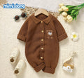 Baby Knit Bear Button-Up Long-Sleeve Romper – Assorted Colors | $11.50 Each | MOQ 12 Per Style