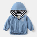Kids Korean Style Letter Print Hooded Jacket — V-Neck Zip-Up Outerwear (Sizes 90-130cm)