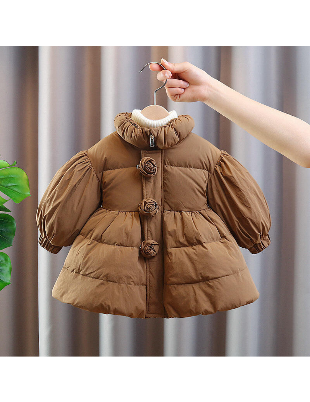Girls’ Floral Puffer Dress Coat – Winter Jacket | $9 | MOQ 12 Pieces