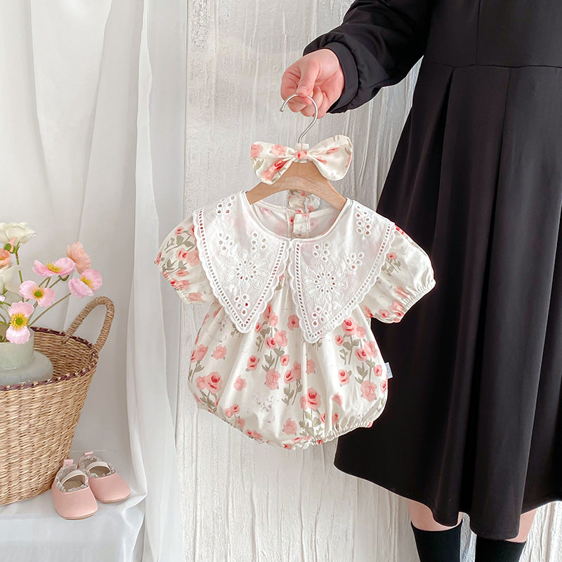 Cute Short Sleeve Dress for Baby Girls Summer Outfit Baby Romper Onesie Sister Matching Set