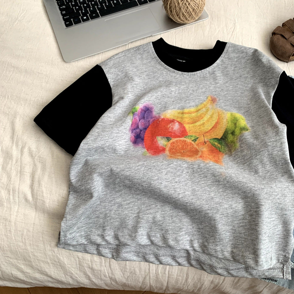 Splicing Children's Summer T-shirt for Baby Girls