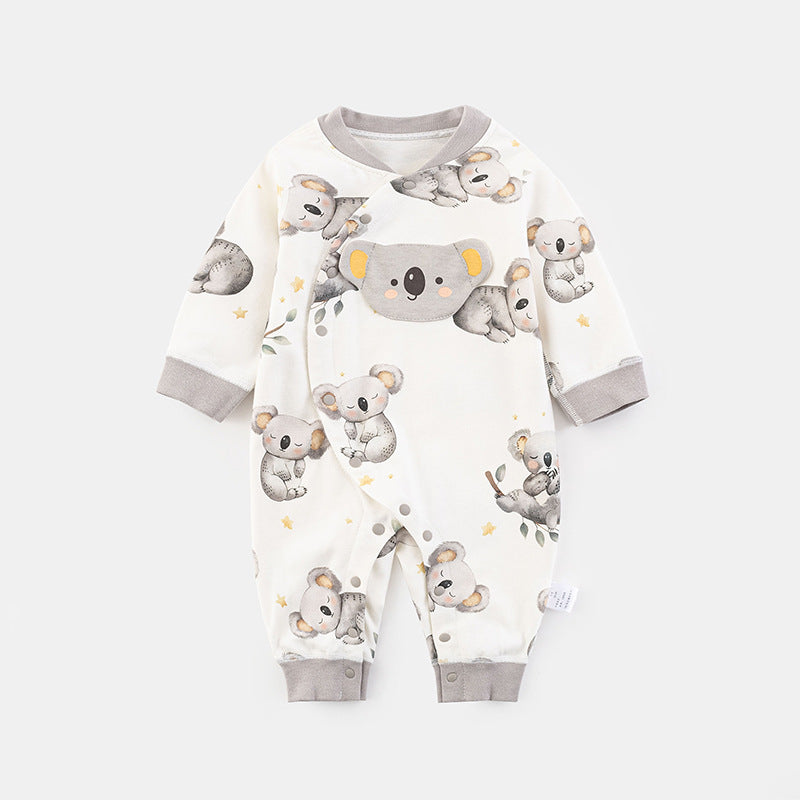 Baby Clothes Spring Autumn Pure Cotton Newborn Onesie Baby Romper Single Row Button Crawler Sleepwear