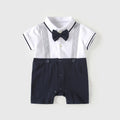 Baby Boy Polo Collar Short Sleeve Jumpsuit – Summer Romper