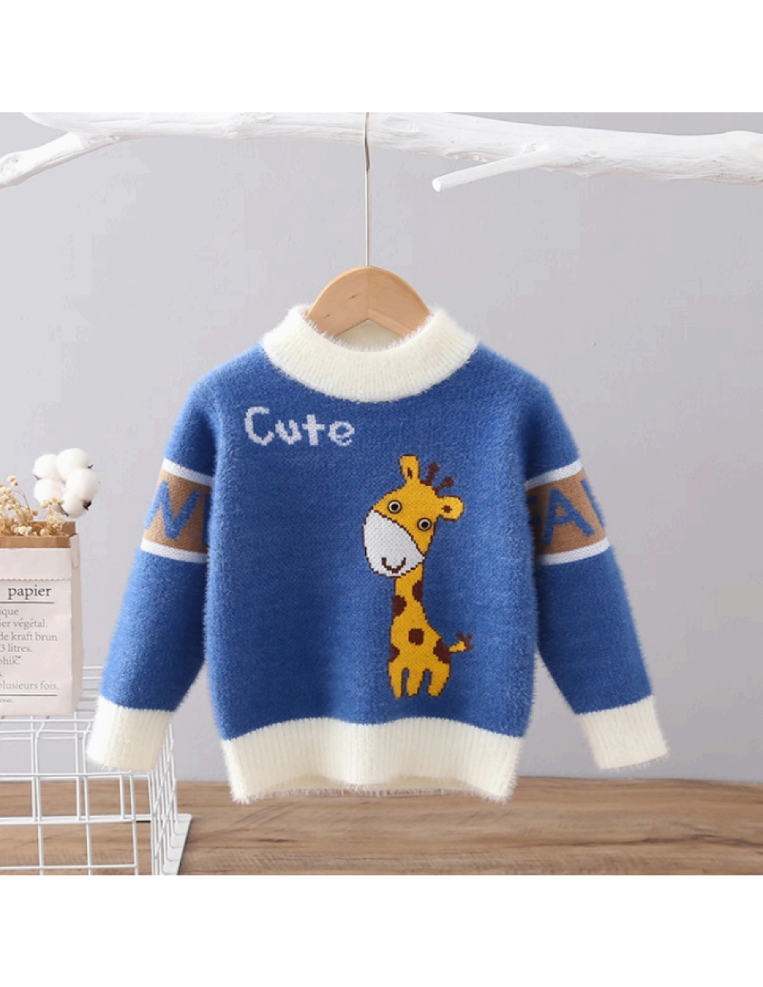 Kids 'Cute' Giraffe Fluffy Sweater | $3.80/unit | MOQ 24