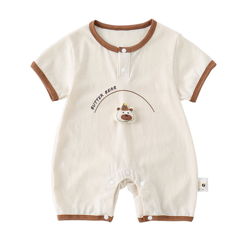 Baby Romper Style Cartoon Print Short Sleeve