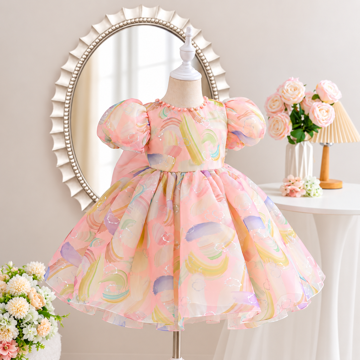 Girls' Pastel Rainbow Party Dress | Pack 12 | Unit Price $8 | Mix-GC-140