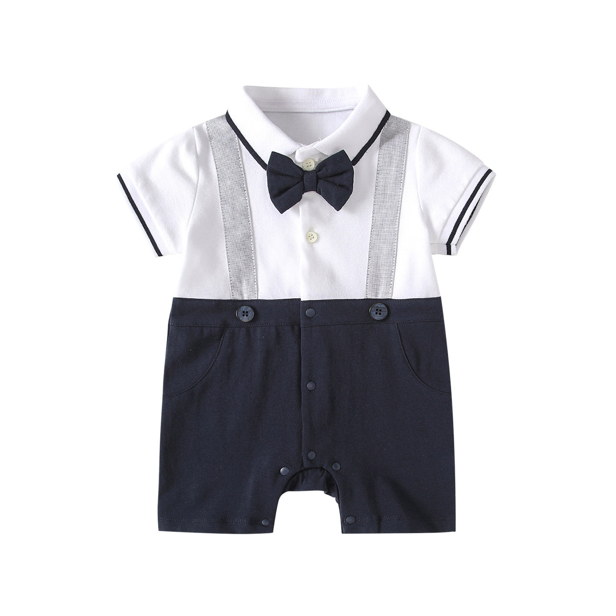 Baby Boy Polo Collar Short Sleeve Jumpsuit – Summer Romper