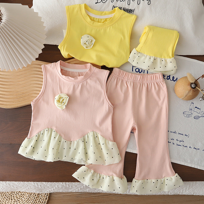 Two piece set of summer clothes for baby girls
