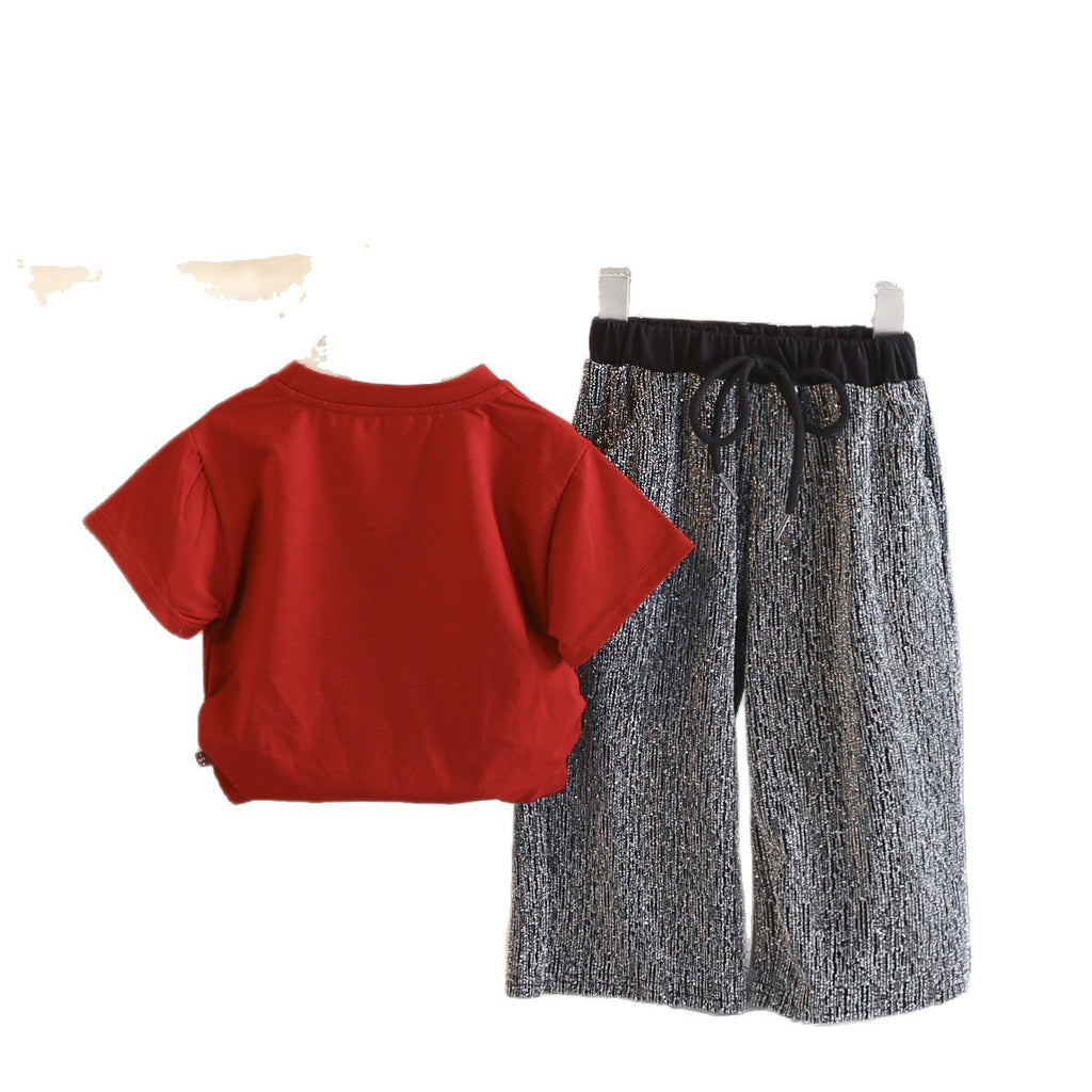 Letter short sleeved two-piece baby clothes