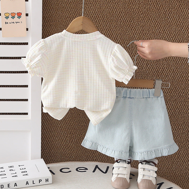 Short sleeved baby shorts two-piece set for baby children's clothing