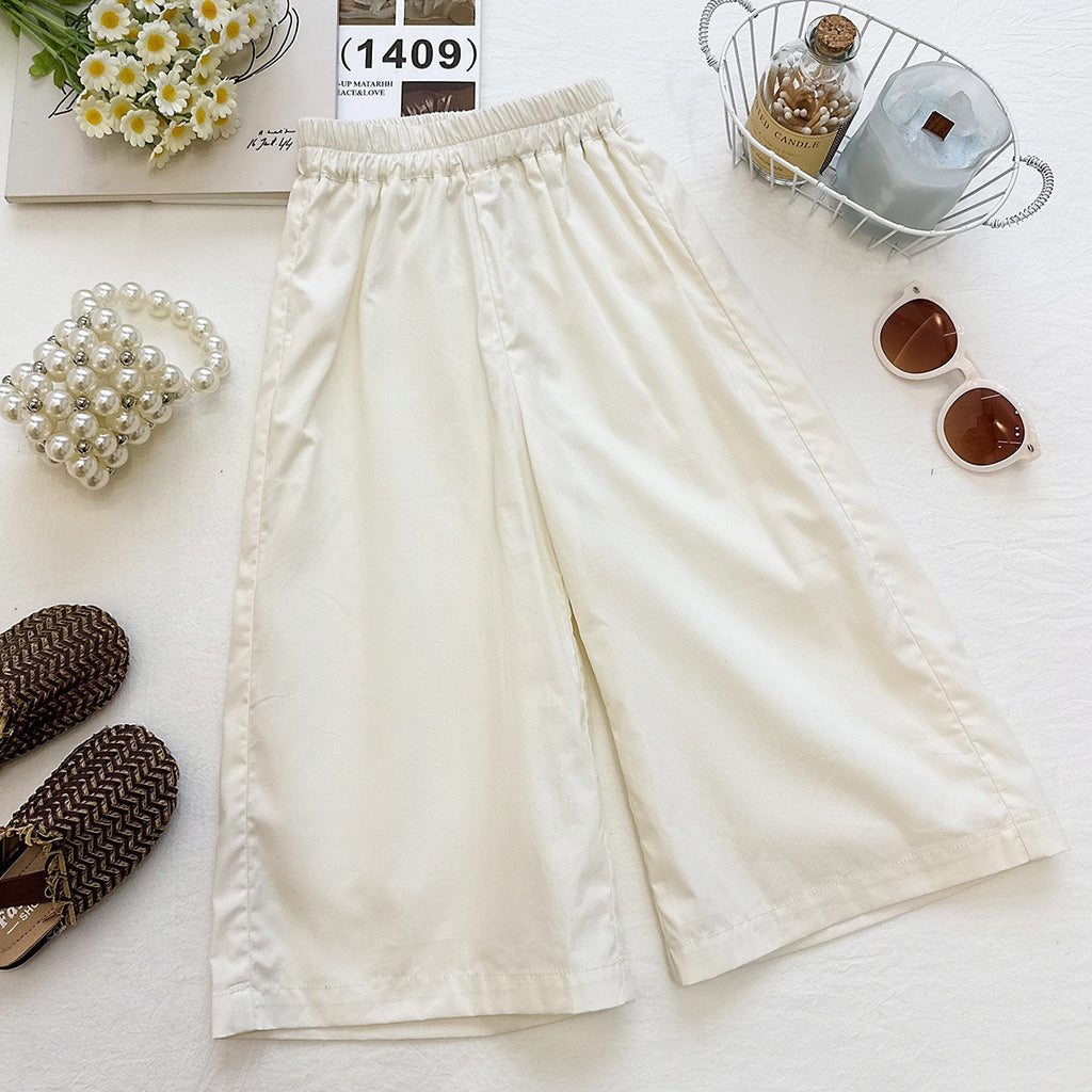 Girls' Set Summer Striped Sleeveless Top and Wide-Leg Pants Children's Vacation Style Two-Piece Set