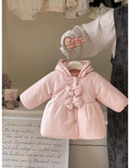 Girls’ Pink Bow Puffer Coat – Hooded Winter Jacket | $8 | MOQ 12 Pieces