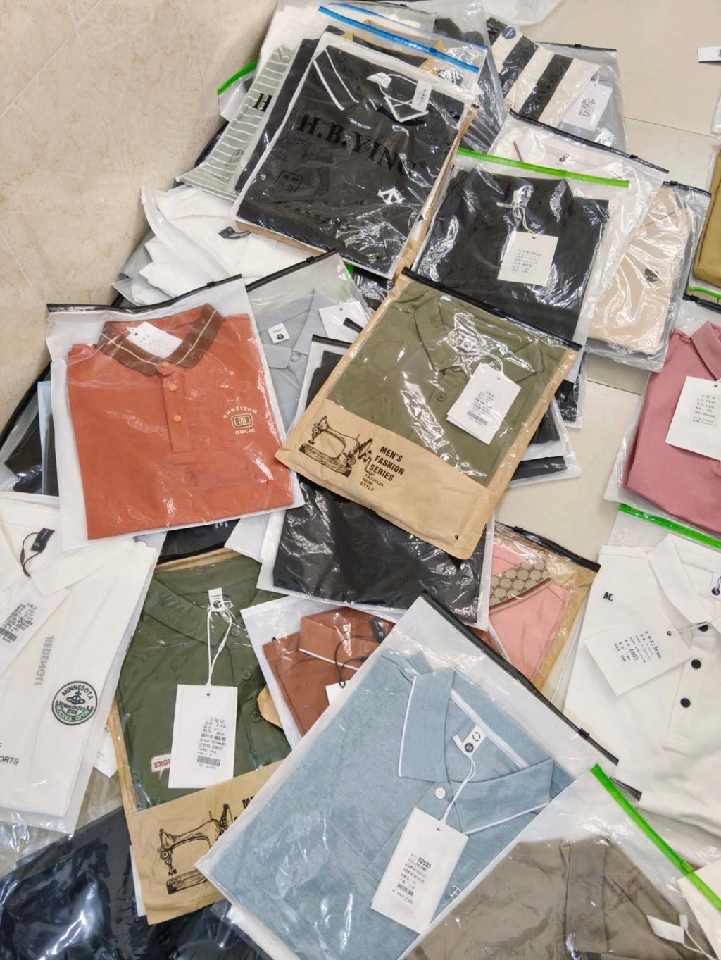 Polo T-Shirts Mixed Design – Wholesale | $7.50/Pc | Sizes M-4XL | MOQ 100 Pcs