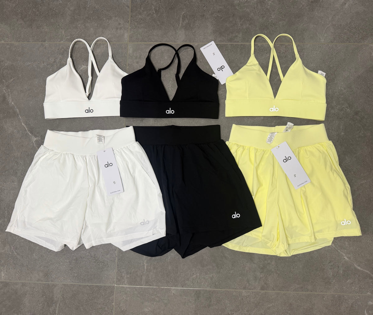 Alo Yoga Women’s White 2-Piece Activewear Set – Sports Bra & Shorts