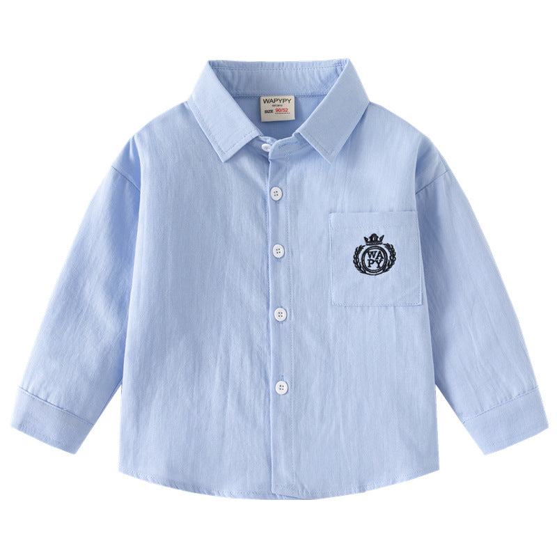 Baby Boys Long Sleeve Shirt | Korean Style Cotton Top (90–140cm)