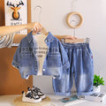Baby autumn denim long sleeved three piece set baby children's clothing