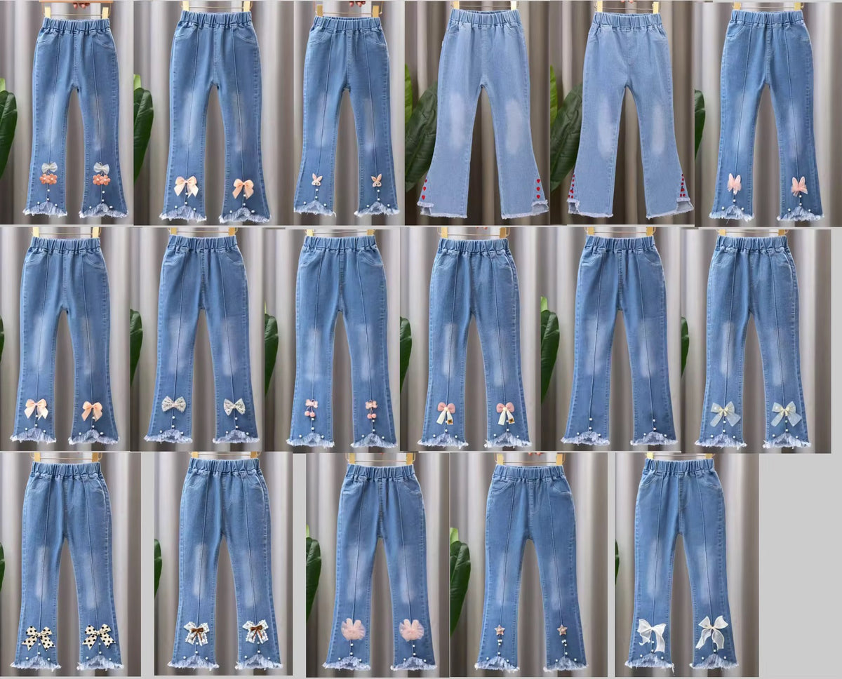 Girls' Embroidered Denim Jeans – Mixed Styles & Sizes | MOQ 50 Units | Unit Price $5.50