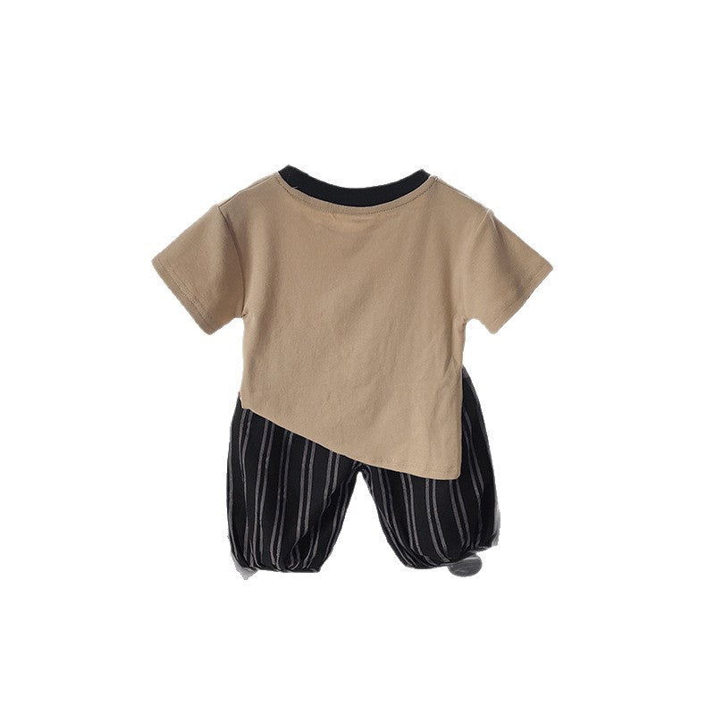 Baby cartoon short sleeved shorts two-piece set for baby children's clothing