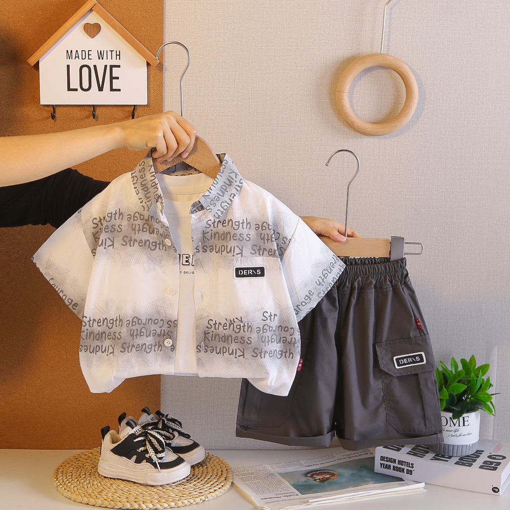 Letter shirt three piece set of baby clothes