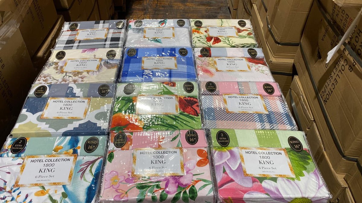 Hotel Collection Mixed Sheets Set – 6 Piece | Wholesale Carton (12 Sets)