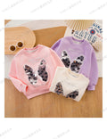 Kids MARHARPAR brushstroke graphic sweatshirt with stripe sleeves in white gray and purple