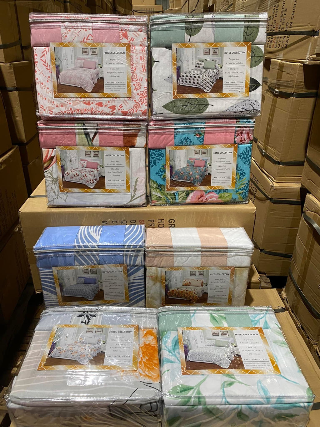 Hotel Collection Mixed Sheets Set – 6 Piece | Wholesale Carton (12 Sets)