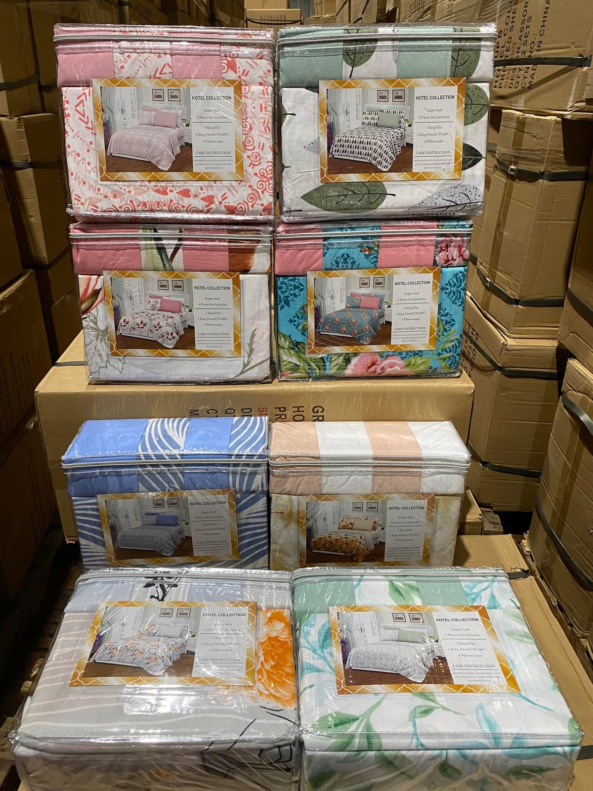 Hotel Collection Mixed Sheets Set – 6 Piece | Wholesale Carton (12 Sets)