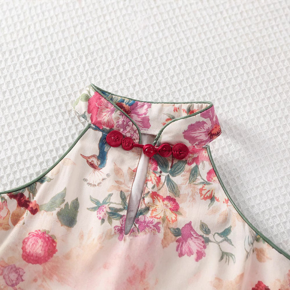 New Retro Printed Baby Summer Outfit Newborn Clothes Sleeveless Baby Romper 3D Heart Baby Clothing