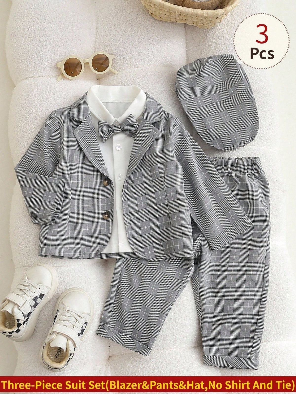 Boys Plaid 3-Piece Suit Set | Pack of 12 | Unit Price $11 | Mix-GC-113