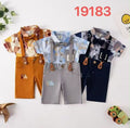 Boys 3-Piece Formal Suspender Set — Shirt, Shorts & Bow Tie | 4 Styles | Wholesale (MOQ 50)