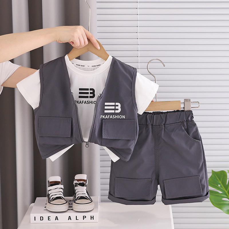 Baby Boy 3-Piece Summer Set – Vest, Short Sleeve & Shorts