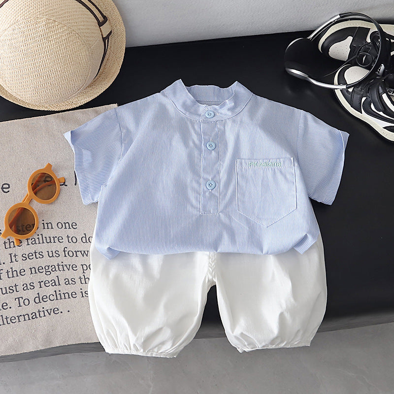 Striped short sleeved baby two-piece set