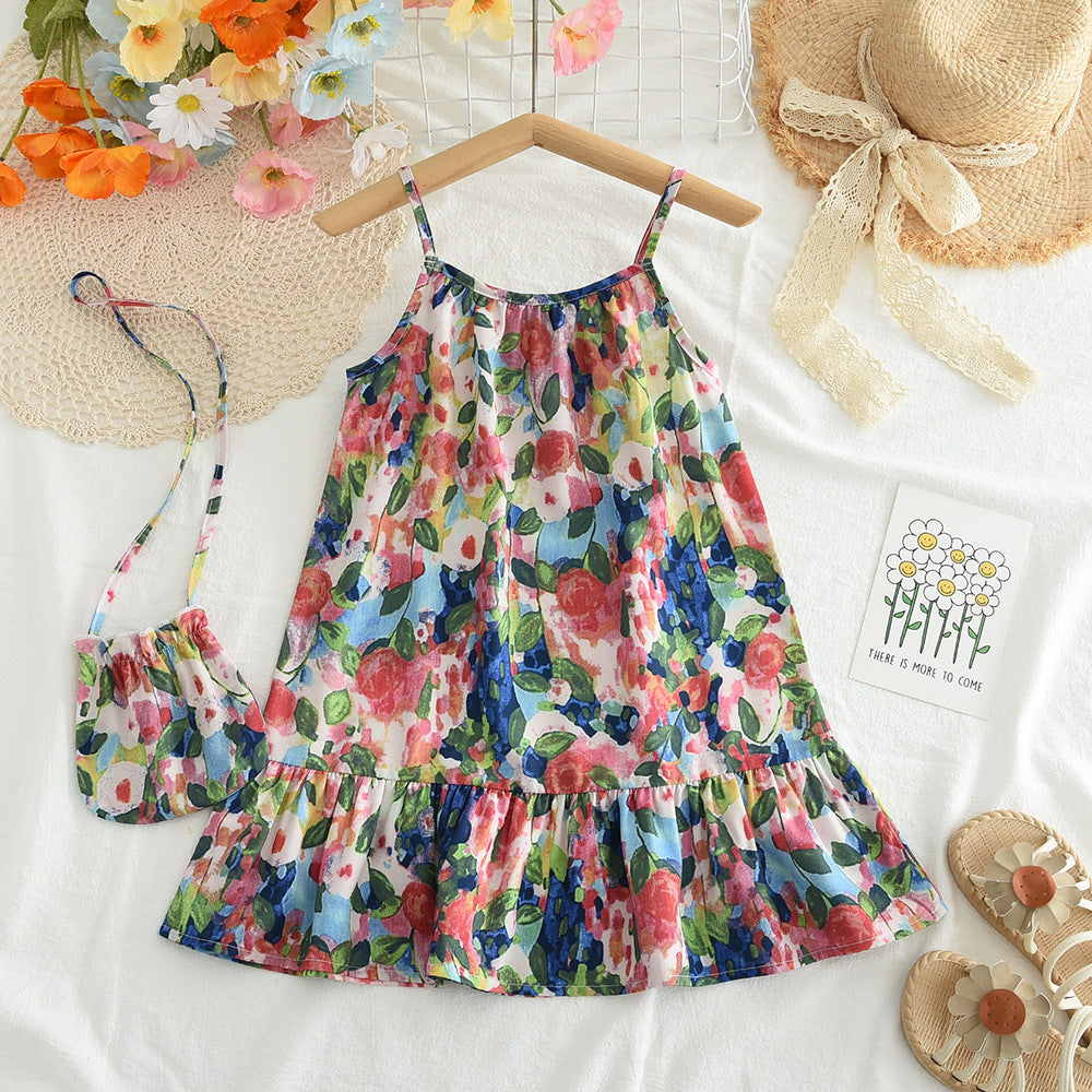 Girls' Floral Ethnic Style Strap Dress — Baby Girl Boho Summer Dress
