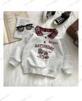 Kids Brown Power JB bold letter sweatshirt in chocolate brown and beige