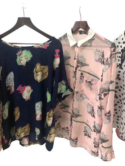 Used summer clothes silk blouse women's second hand clothing