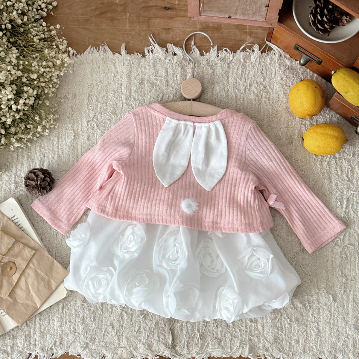 Baby Girl Floral Cardigan & Princess Skirt 2-Piece Set