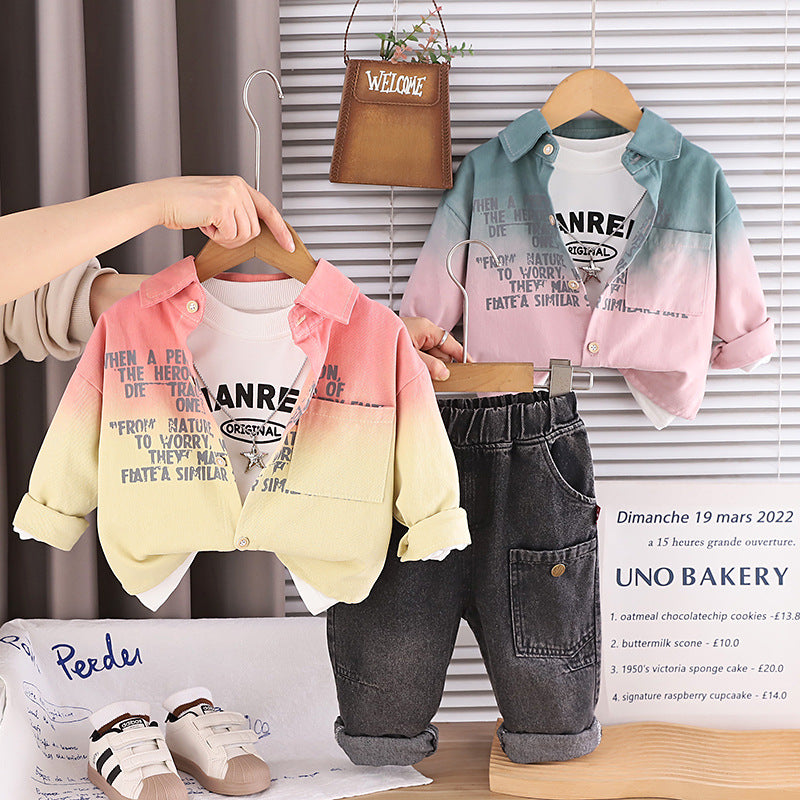 Gradient coat three piece set baby clothes baby