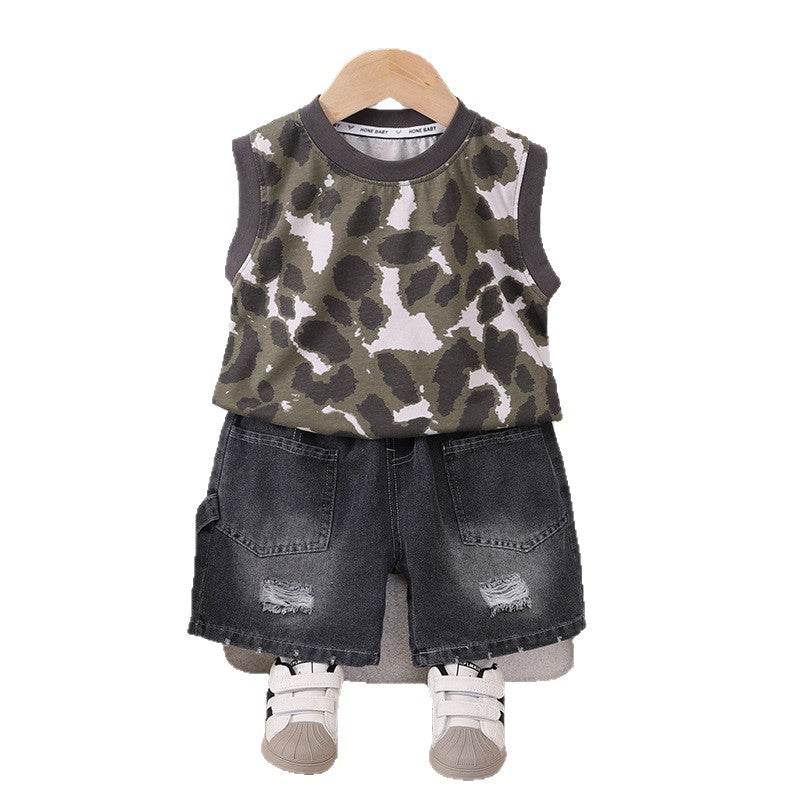 Baby Summer Thin Sleeveless Two Piece Set
