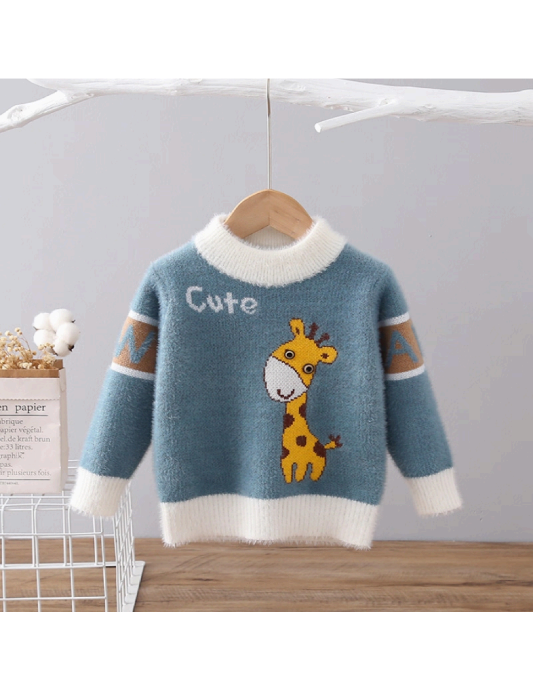 Kids 'Cute' Giraffe Fluffy Sweater | $3.80/unit | MOQ 24