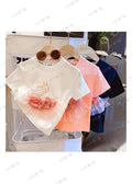 Girls swan 3D tulle t-shirt in black pink and white