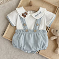 Cute Bear Embroidery Baby Short Sleeve Romper