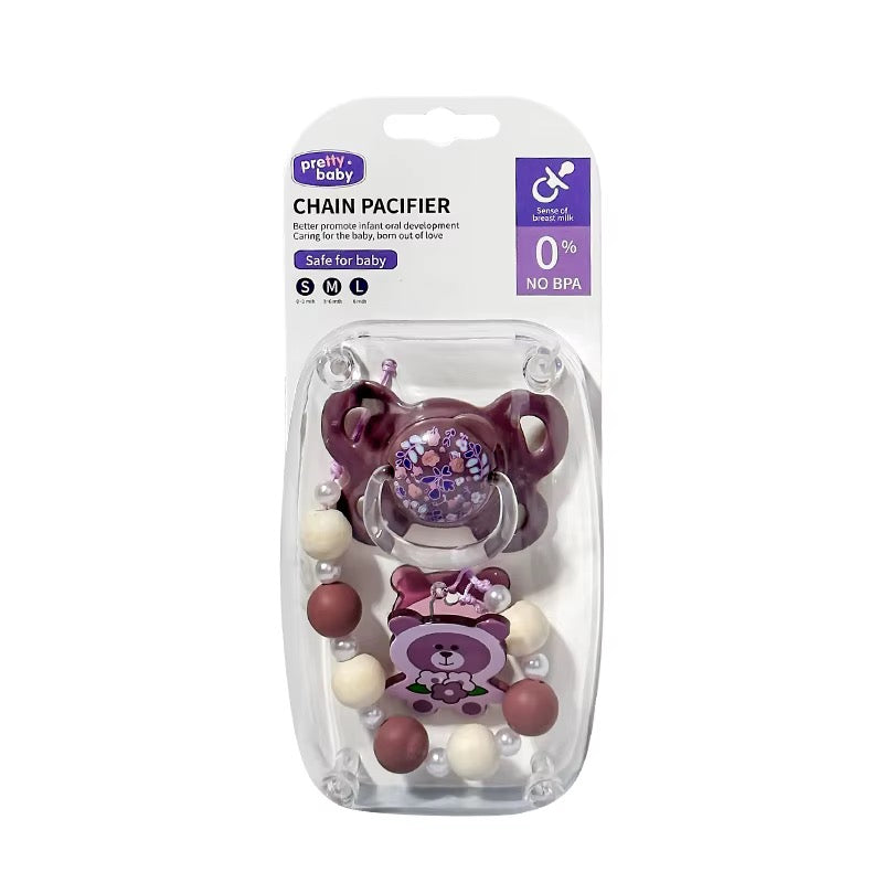 Baby Pacifier & Beaded Clip Set – BPA-Free . MOQ 25