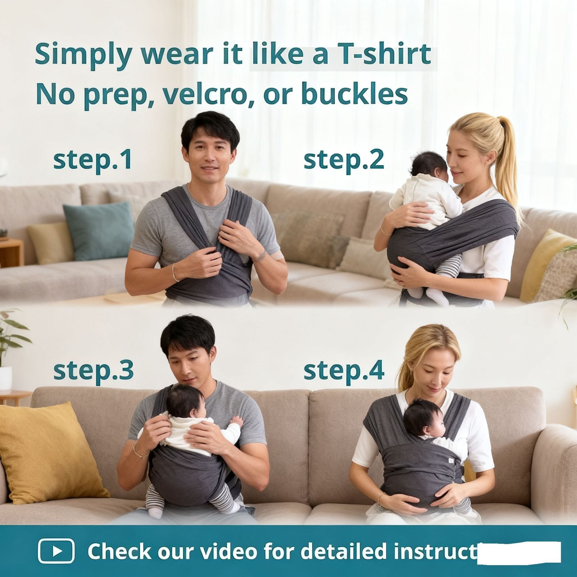 Baby Carrier Front-Facing Baby Wrap for Newborns and Infants Sears Style Summer Outdoor Baby Carrier